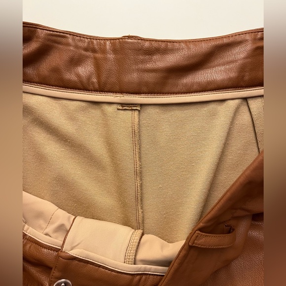 Commando Revolve Brown Faux Leather Crop Pants 7/8 Trouser High Rise Stretch - Picture 8 of 13
